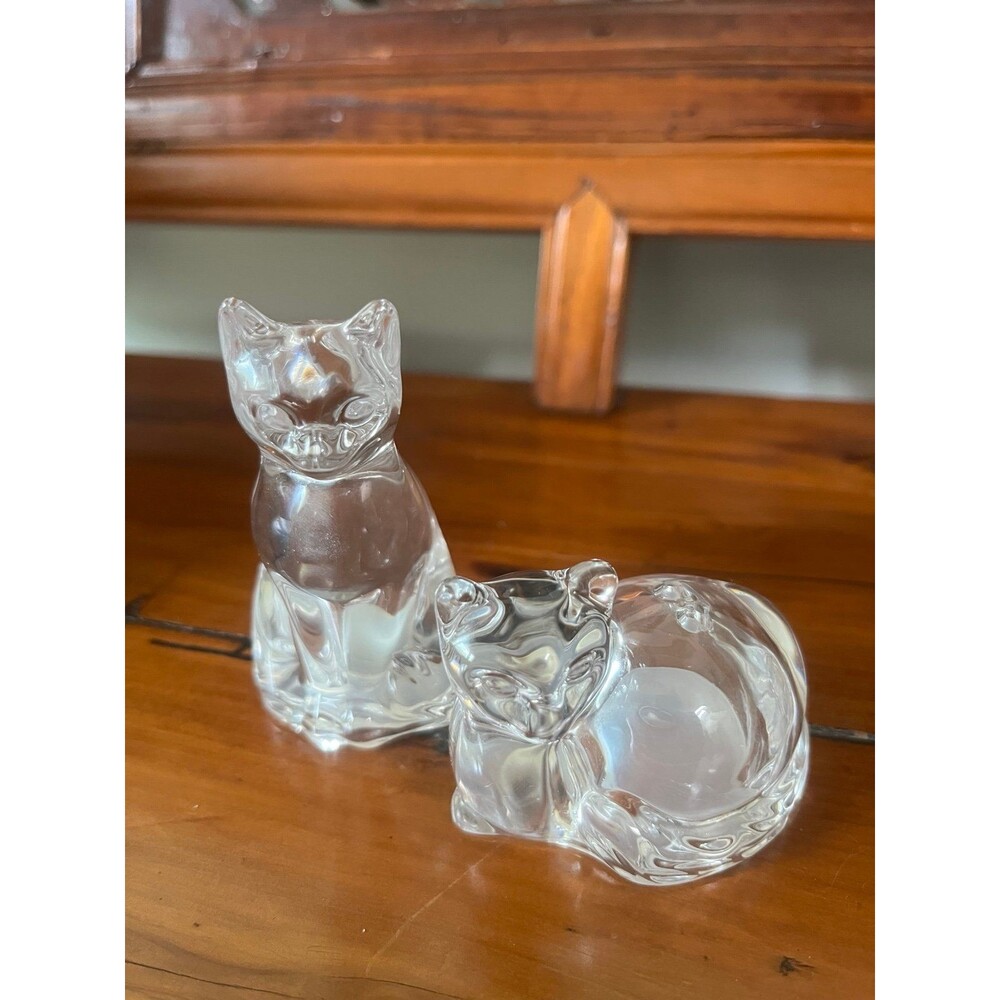 Vintage Gorham Fine Crystal Cat Pair Salt and Pepper Shakers